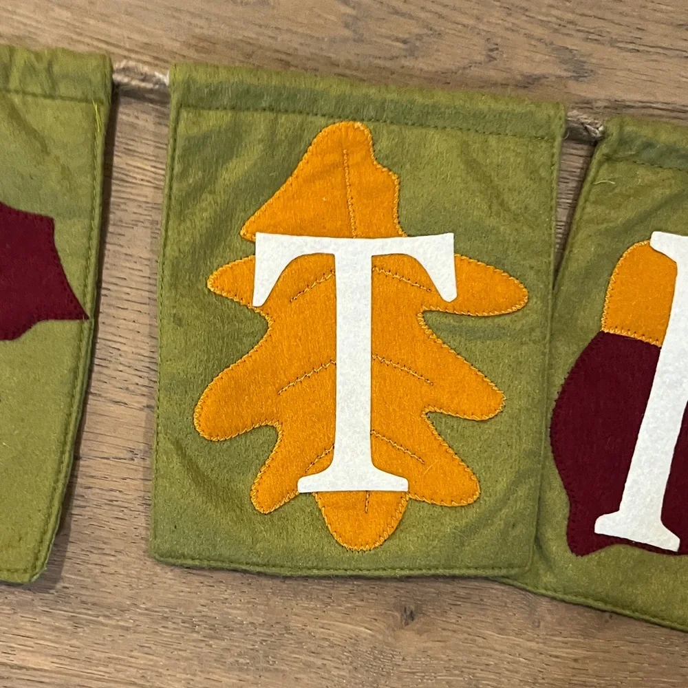 Festive 'Give Thanks' Banner in Green and Orange